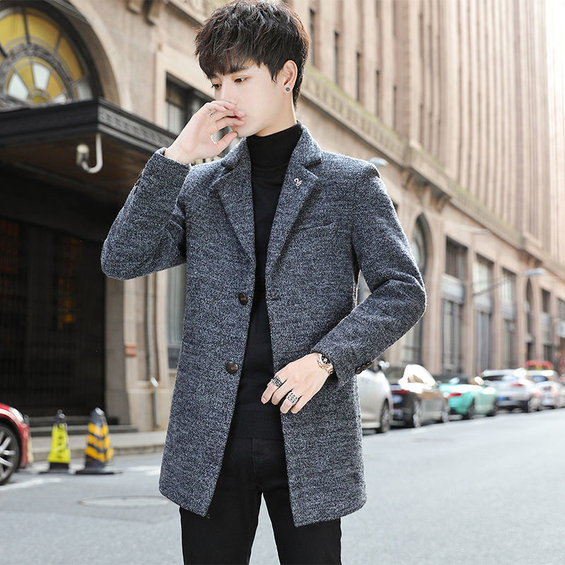 Men’s Wool Coat – Mid Length Casual Overcoat (Elegant European Style Winter Jacket)