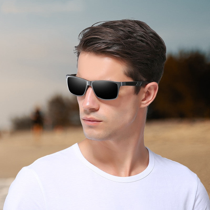 KINGSEVEN Polarized Driving Sunglasses for Men | Lightweight Metal Rectangle Shades