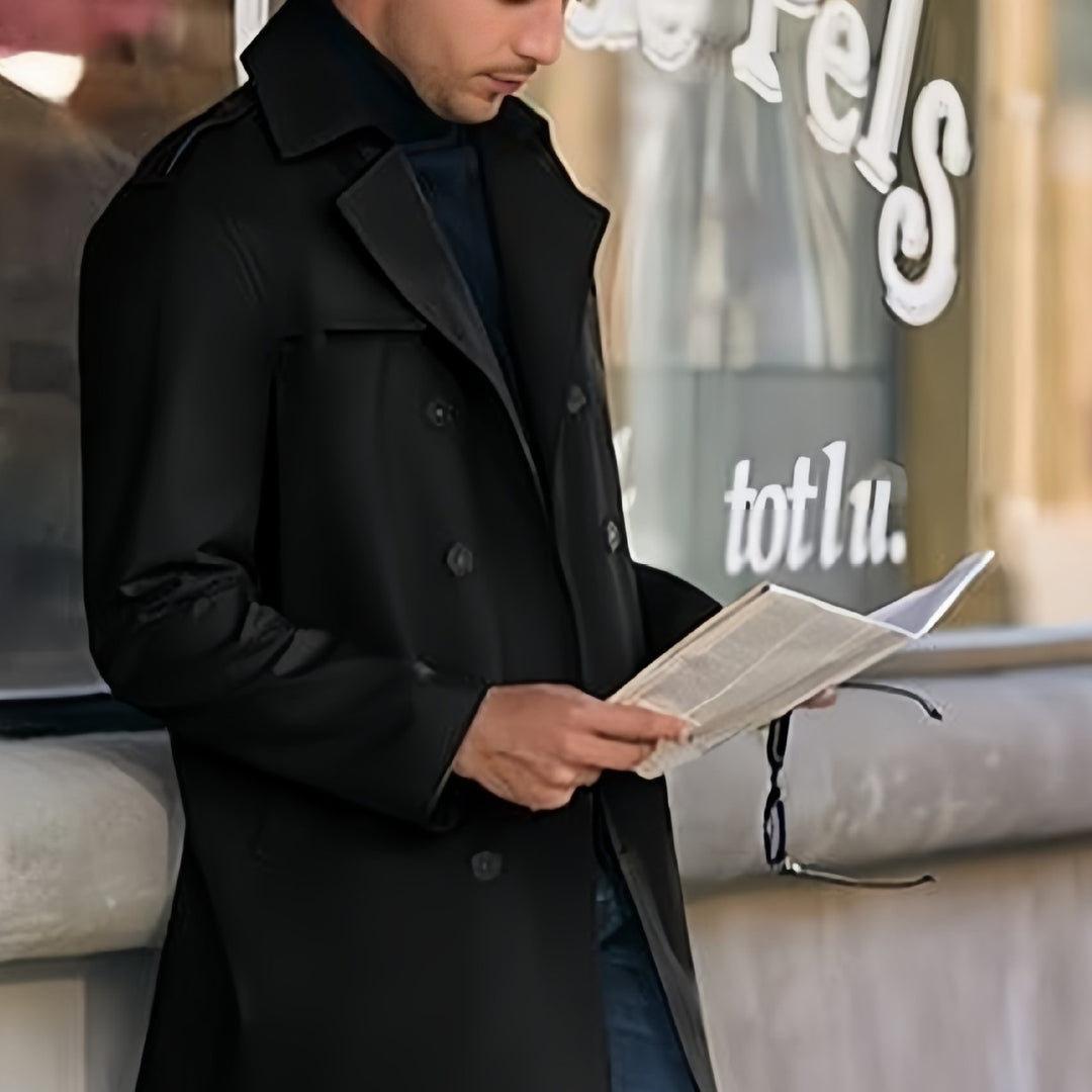 Men’s Double Breasted Coat – Mid Length Elegant Overcoat (European & American Style Winter Jacket)
double breasted coat men