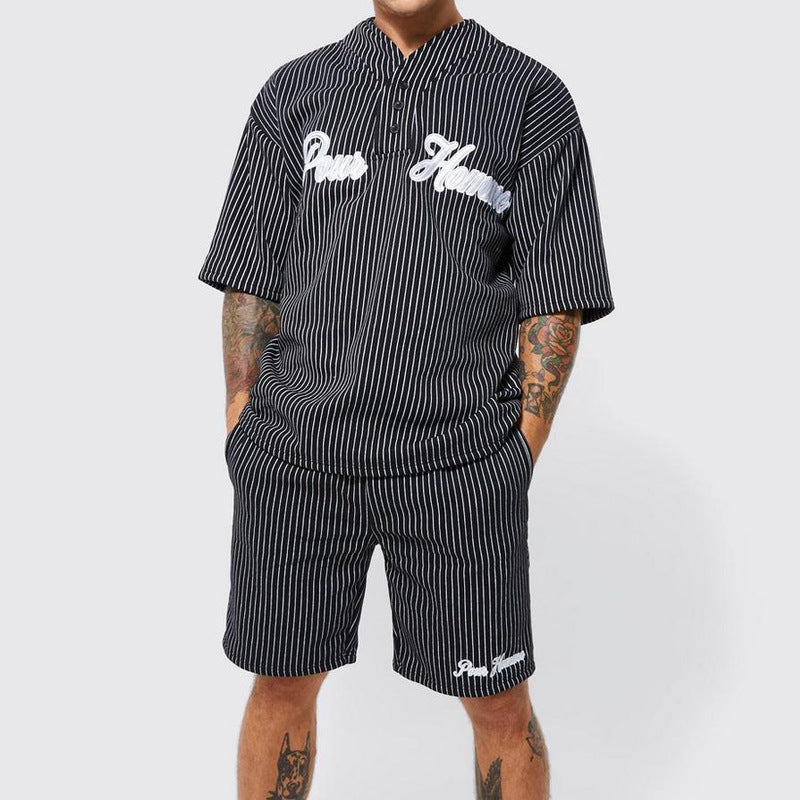 Summer 2-Piece Men's Vacation Outfit | Lightweight Casual Shirt and Shorts Tracksuit