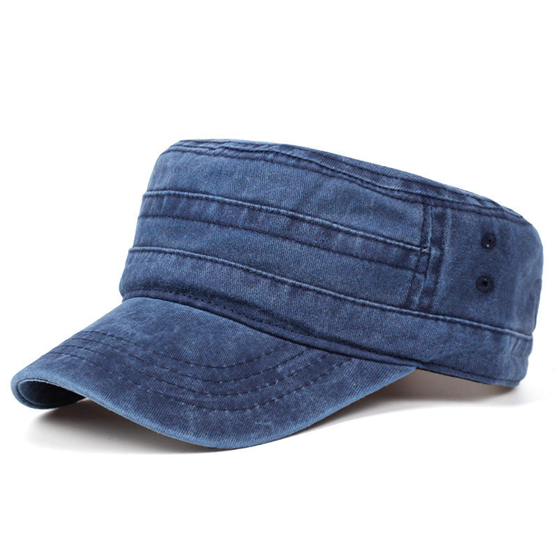 Men’s Casual Flat Top Baseball Cap – Retro Washed Wide Brim Outdoor Hat