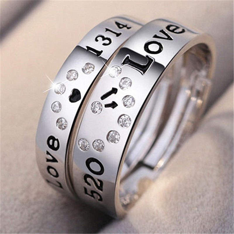 Unisex Silver Diamond Ring – Creative Luxury Adjustable Ring for Men & Women, Fashion Couple Jewelry