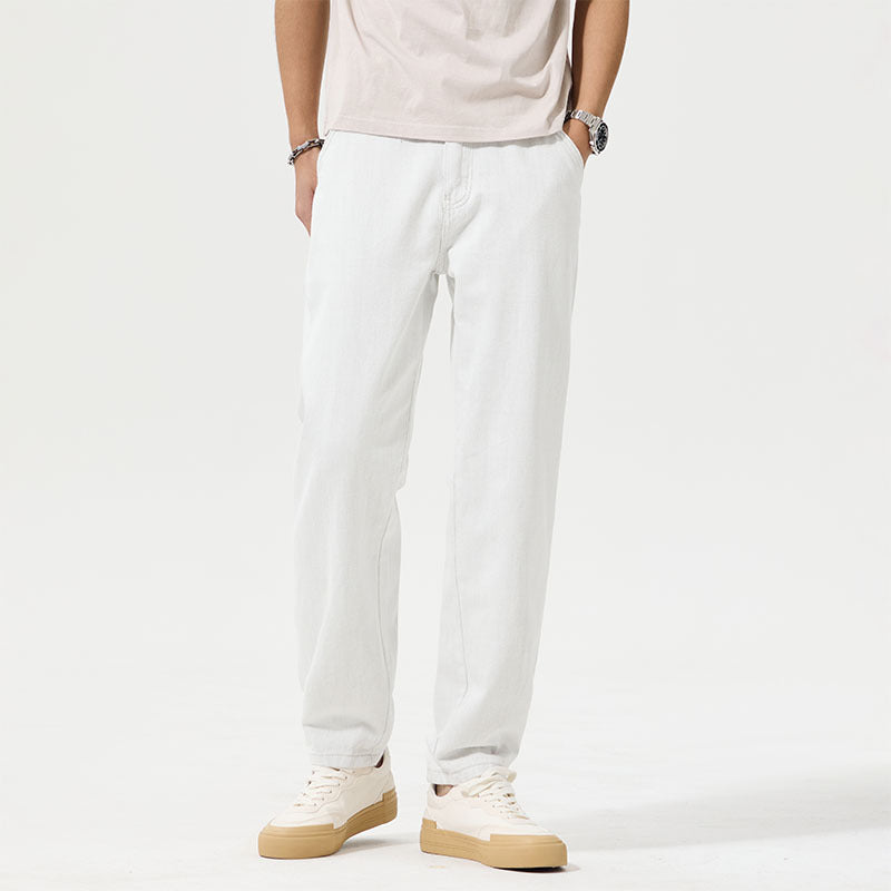 New Springsummer White Mens Straight Leg Jeans